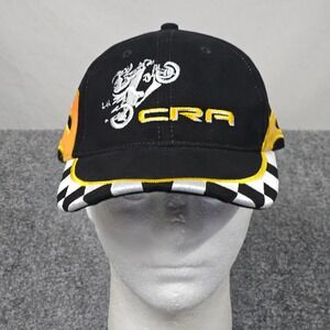 CRA Motocross Hat Black Yellow‎ Checkered Flames Racing Cap Racing Motorsports